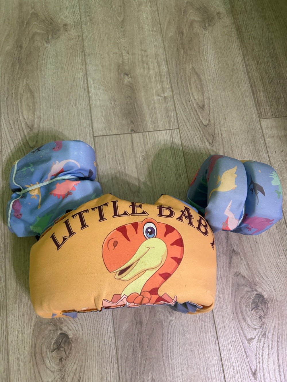 Kids Floatation Swim Vest and Arm Bands - Yellow with Blue Dino Print